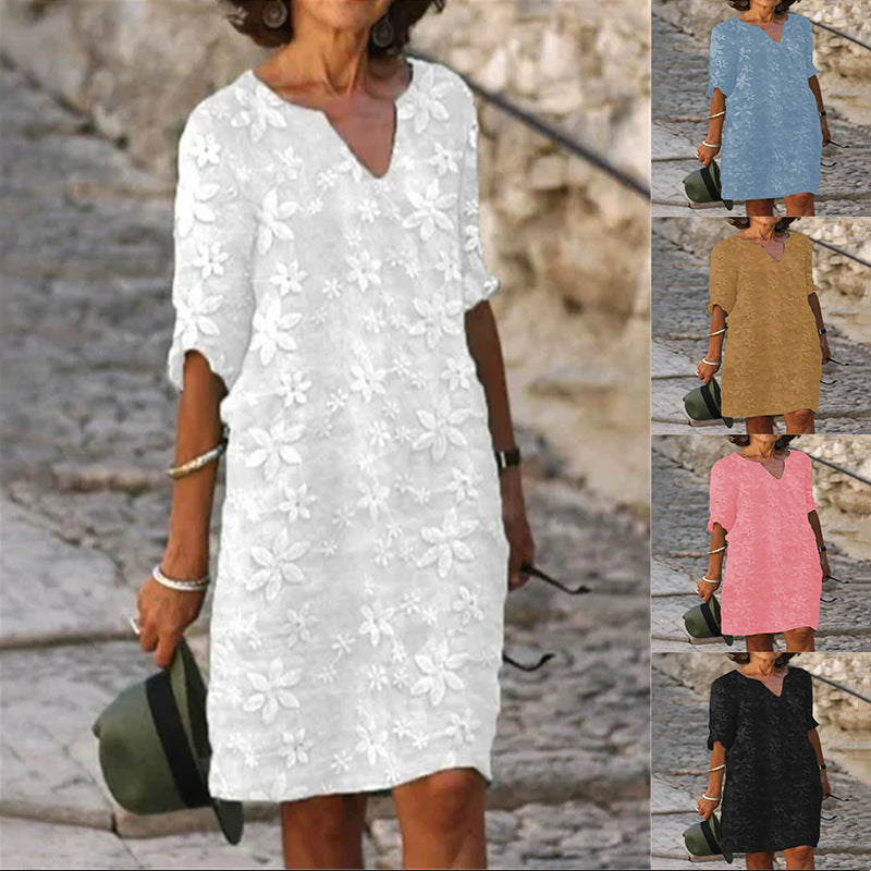 👗【S-5XL】【Kasna ljetna rasprodaja】Haljina od pamuka i lana s cvjetnim printom