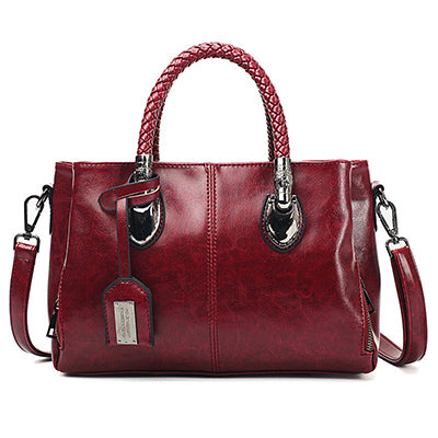 💖👜Geanta de dama retro din piele de vaca Geanta de mana din piele moale-3850590