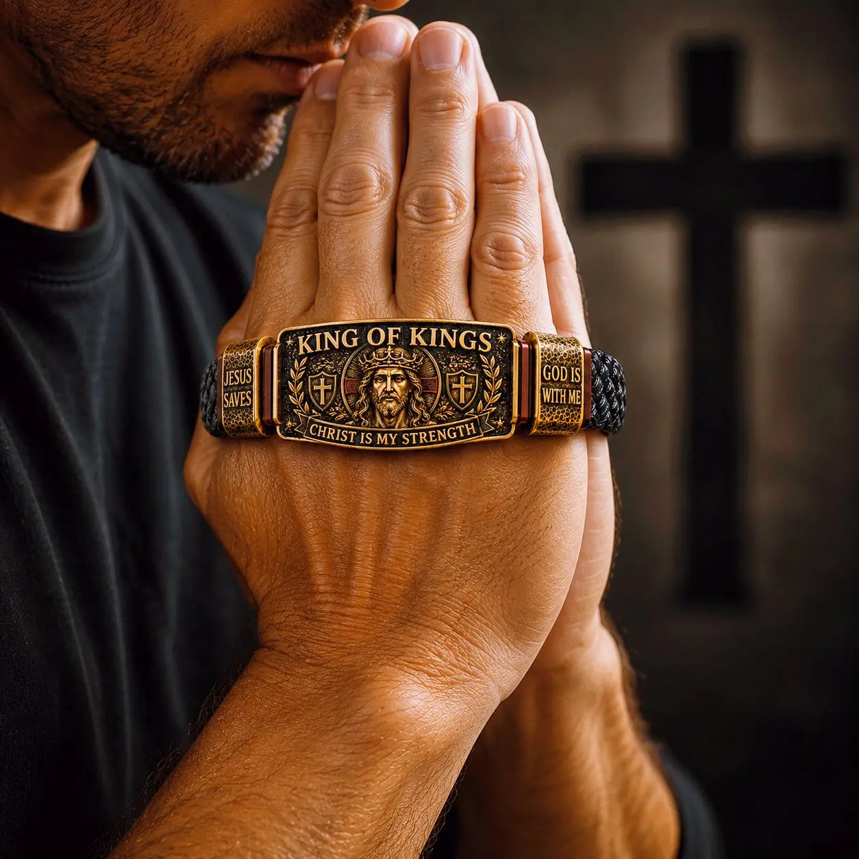✝️ Pulsera de fe Rey de Reyes - Pulsera cristiana ajustable