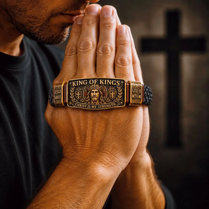 ✝️ Pulsera de fe Rey de Reyes - Pulsera cristiana ajustable