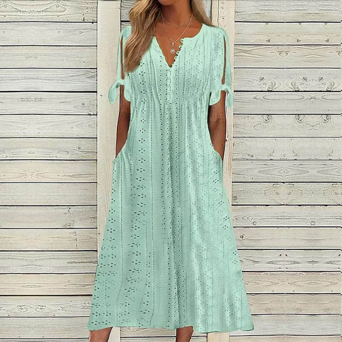 💥💥👗💋【🏆Reducere 50%】【S–5XL】😍 Rochie simplă pentru femei, mărimi mari, uni, lejeră și casual
