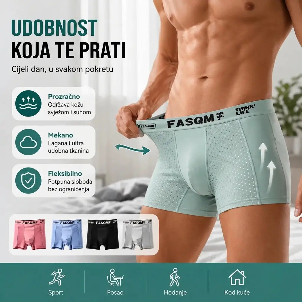 【Kupite 3, dobijte 3 gratis】【L-4XL】Muške prozračne bokserice od mrežaste tkanine ledene svile