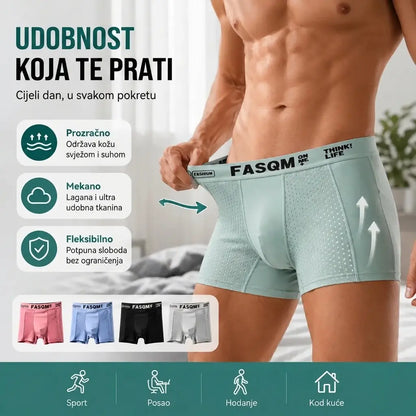 【Kupite 3, dobijte 3 gratis】【L-4XL】Muške prozračne bokserice od mrežaste tkanine ledene svile