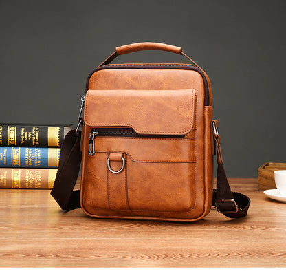 👜🔥【Descuento en nuevos productos】🎁Bolso de hombro de moda de negocios para hombre hecho de cuero genuino, gran capacidad, resistente al desgaste 