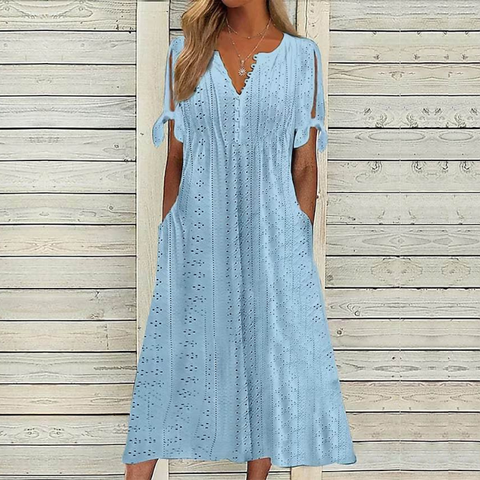 💥💥👗💋【🏆Reducere 50%】【S–5XL】😍 Rochie simplă pentru femei, mărimi mari, uni, lejeră și casual