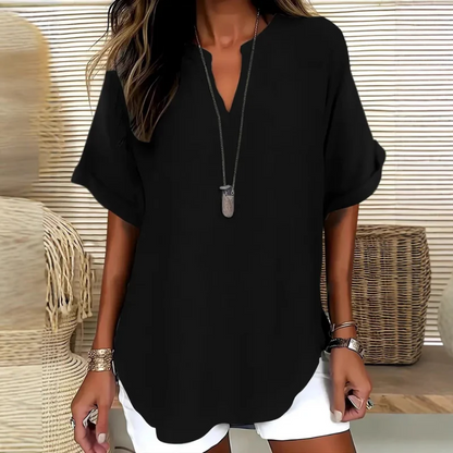 😍🔥【Novo s 50% popusta samo 3 dana】【S-5XL】Elegantni jednobojni ljetni top kratkih rukava od šifona, plus veličine