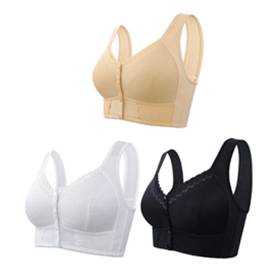 （3 buc）💕🎁【45kg-155kg】Sutien supradimensionat, respirabil, din bumbac moale, cu nasturi frontali-3897626