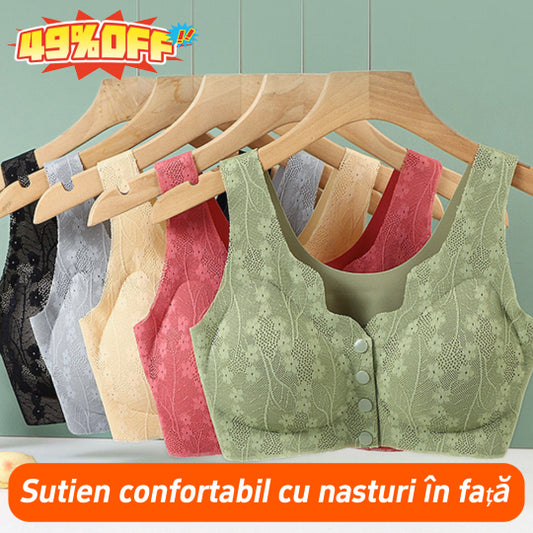 😍【Cumpără 1 Primești 1 Gratuit】Sutien fără fir pentru femei cu nasturi în față ❤️【40-100kg】