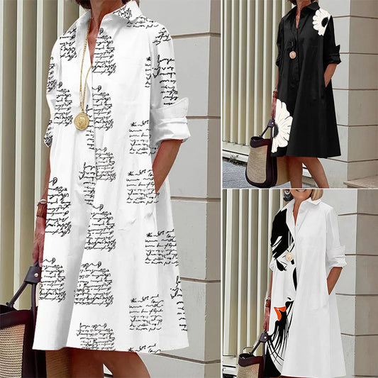🔥👗【50% off】🌹💖【S-3XL】2026 nova modna svestrana ženska haljina košulja s printom, moderan dizajn, naglašavajući šarm