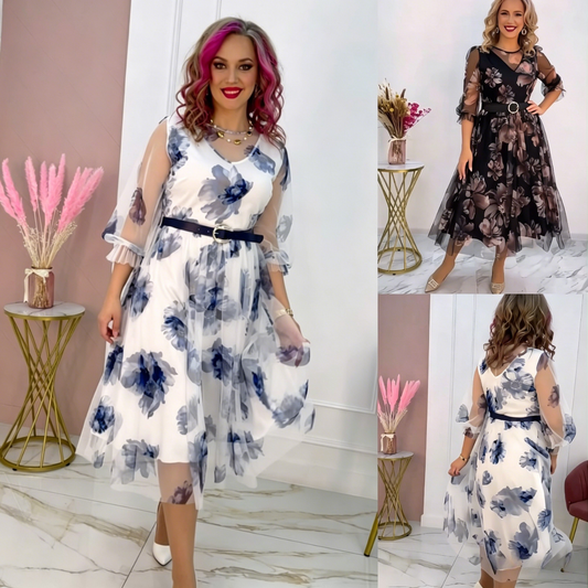 🌸 Ženska haljina S–5XL – elegantna, s uzorkom, novitet