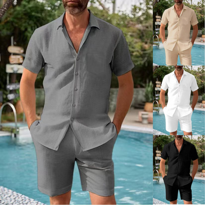 👔👖【S-3XL】🛒Ljetni muški ležerni kardigan + kratki rukavi, široki kroj, ležeran pamuk/lan - dostupan u većim veličinama