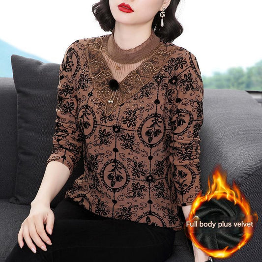 【🔥Reducere pe timp limitat🔥】【40-100KG】Camasă îngroșată din dantelă din catifea stil nou 2025 -- 3873770