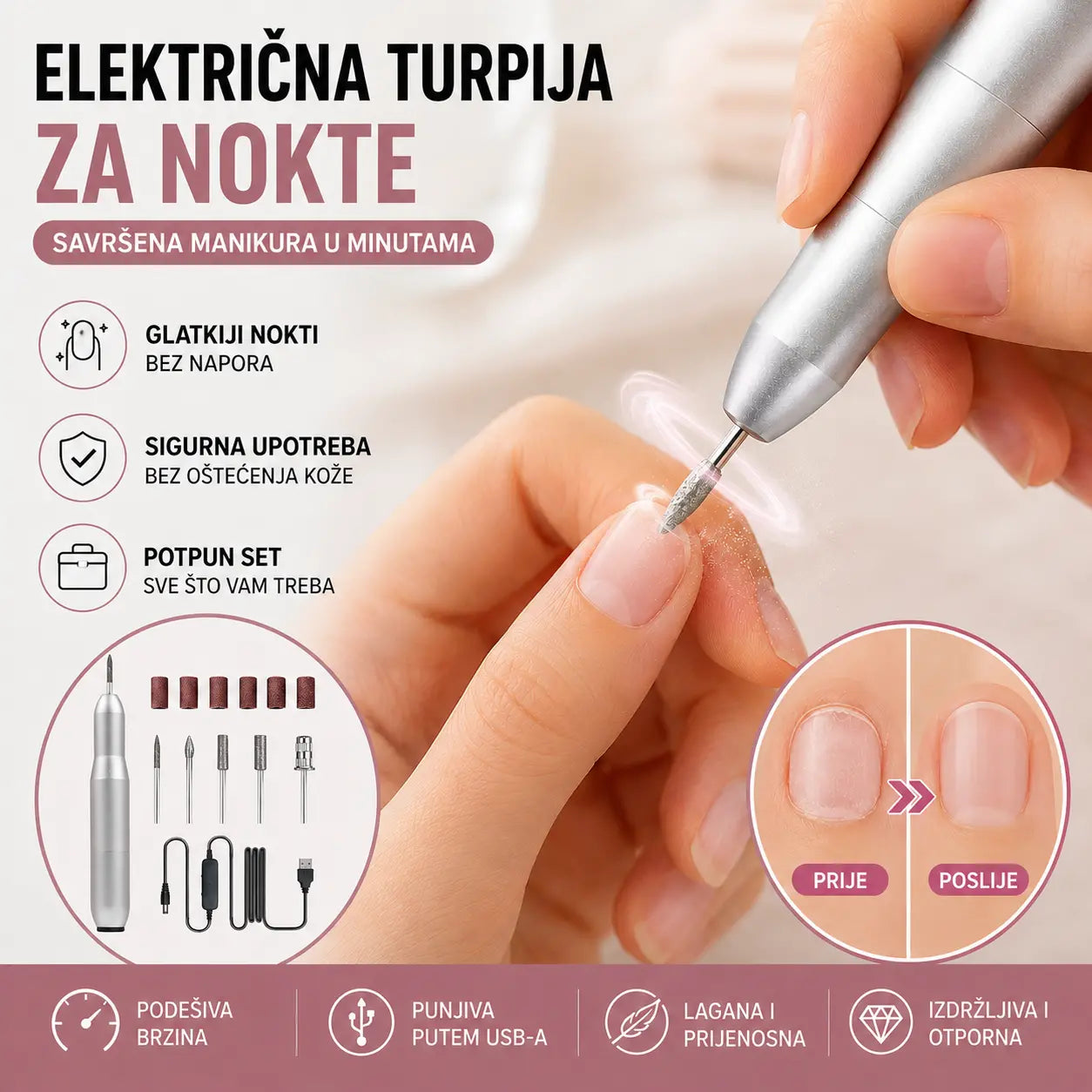 💅👍 Električna turpija za nokte za liječenje onihomikoze