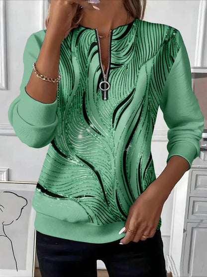 👚🔥【Plaćanje pouzećem】💥(S-5XL) Ženska prugasta majica s dugim rukavima i patentnim zatvaračem, ležerna