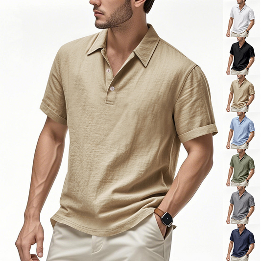 🌿👔【40-100 kg】Ljetna muška ležerna lanena polo majica širokih nogavica s ovratnikom i kratkim rukavima ✅Plaćanje pouzećem ✅2 artikla sa 70% popusta