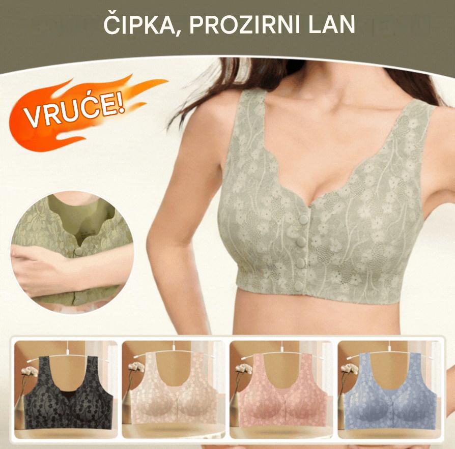 😍【Kupite 1, dobijte 2 gratis】👙【Pakiranje od 3 komada】【40-100 kg】Ženski čipkasti grudnjak bez žice, s kopčanjem sprijeda