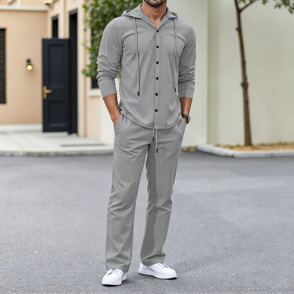 🔥【50% popusta】👕👕【Veličine - 3XL】Novo muško laneno odijelo dugih rukava s kapuljačom, širokog kroja iz 2026. (košulja + hlače)