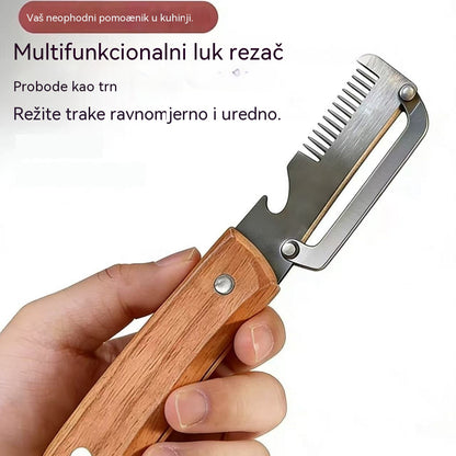 ✅【Kupite 2, dobijte 2 gratis!】🧅🔪 Višenamjenska kuhinjska gulilica 3 u 1: Guli, reže i otvara čepove boca! 🔥