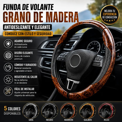 【1 set od 3 komada】 Neklizajuća navlaka za volan automobila s drvenim uzorkom