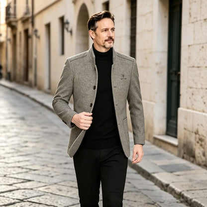 ⛄️🤗【M–4XL】🔥 Nova jakna s ovratnikom: muški debeli vuneni džemper s baršunastom podstavom – jesen/zima