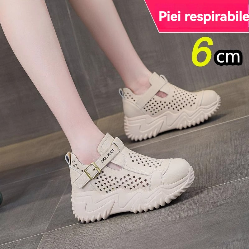 👟【35-40】Sandale de damă noi cu talpă groasă, scobită în interior, 2025