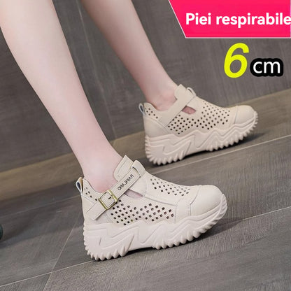 👟【35-40】Sandale de damă noi cu talpă groasă, scobită în interior, 2025