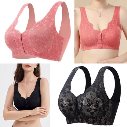 😍【Pachet de 2 bucăți】Sutien fără fir pentru femei cu nasturi în față ❤️【40-100kg】-3843429