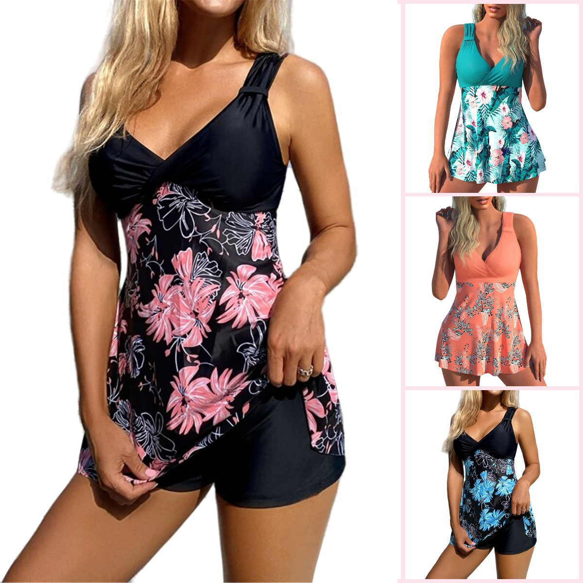 🏖️ 50% popusta 🔥【40-120 kg】Novi plus size set kupaćeg kostima s printom, kratke hlače, suknja s prorezom straga, brzo sušeći materijal ✅ Plaćanje pouzećem