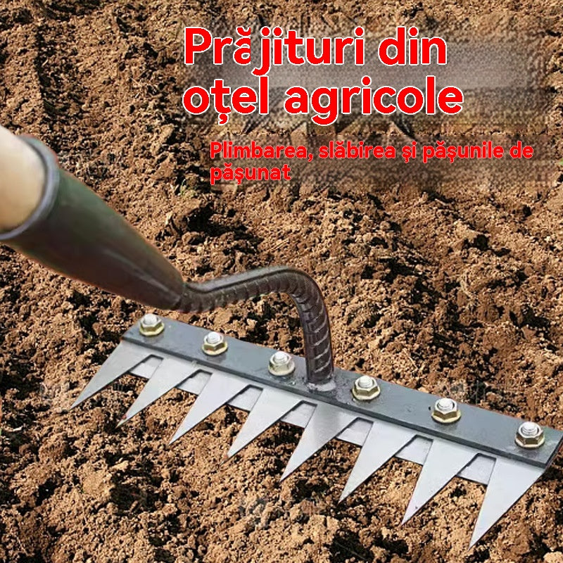 💥【Ofertă limitată în timp】 ⛏️🌱Artefact de plivire cu sapă săpat în agricultură agricultura legumelor unealtă de slăbire a solului greblă feroce din oțel greblă pentru cuie-3983477