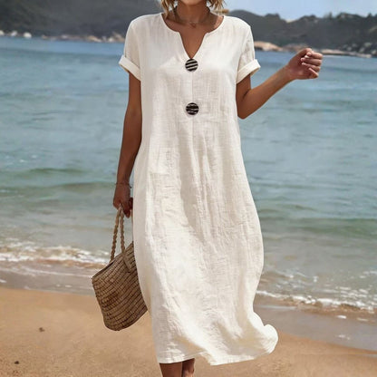 ✨【S-3XL】Vestido elegante de lino y algodón – Comodidad y frescura