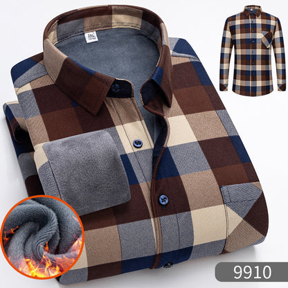 🔥【Reducere de 50% cu termen limitat】👔【L-5XL】Cămașă călduroasă de afaceri cu mânecă lungă toamna și iarna-3898999