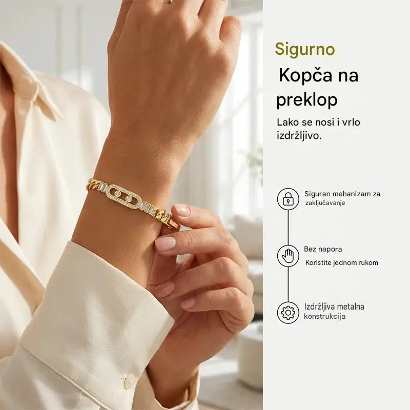 ✨ 50% popusta! 🔷 Ženska zlatna narukvica s cirkonima 💫