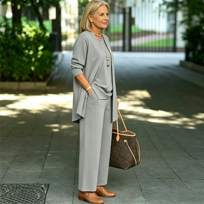 🧥Vrhunski ljetni set od 3 dijela: lepršavi kardigan, široki top i elegantne hlače protiv bora, veličine S-5XL