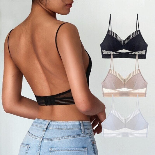 【3 buc】【S-3XL】Sutien ultrasubțire din dantelă fără spate în formă de U