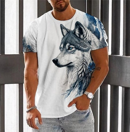 👕👕【2XS-6XL】Vară nou 2025 Tricou sport casual pentru bărbați Wolf cu imprimare 3D, mânecă scurtă, mărime mare --3969052
