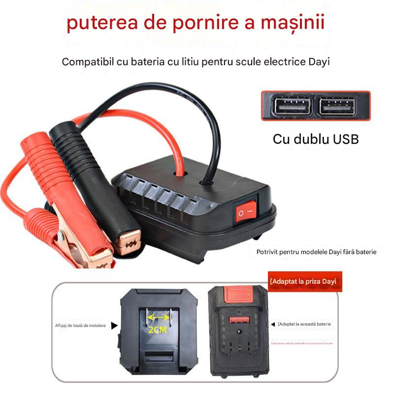 🚗🧰Convertor multifuncțional pentru pornire de urgență a bateriei auto【(interfață USB dublă)】-3886845