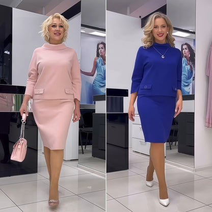 【S-5XL】👗 Costum casual pentru femei de primăvară confortabil și elegant (top + fustă)-3865544
