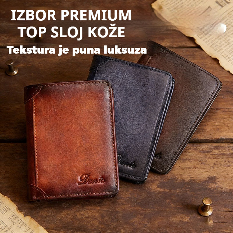 💥🔥【Vremenski ograničena ponuda: 50% popusta】👝 Vintage muški novčanik od visokokvalitetne kravlje kože, 💰s RFID funkcijom zaštite od provlačenja - vrhunski izbor za poklone
