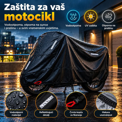 🏍️ Danas 50 % popusta! Univerzalna cerada za motocikle | Vodootporna, izdržljiva i otporna na UV zračenje | Odgovara većini motocikala | Sigurnosni otvori i ojačani šavovi | Idealna za vanjsku upotrebu 🌧️☀️