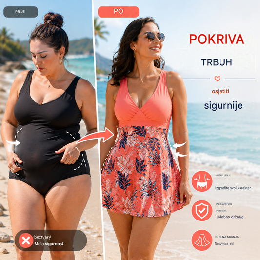 🏖️ 50% popusta 🔥【40-120 kg】Novi plus size set kupaćeg kostima s printom, kratke hlače, suknja s prorezom straga, brzo sušeći materijal ✅ Plaćanje pouzećem