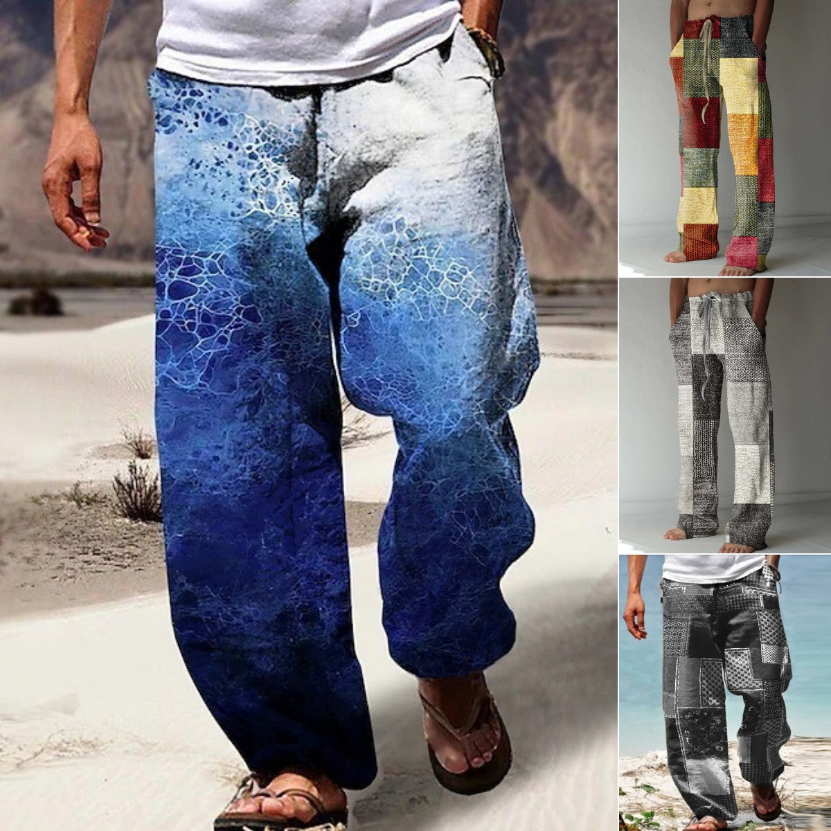 ✨👖【🌈Novi artikli s 50% popusta, ograničeno vrijeme】【S-6XL】😍 Muške uske hlače od pamuka i lana, plus veličine, ležerne, široke, boemski stil