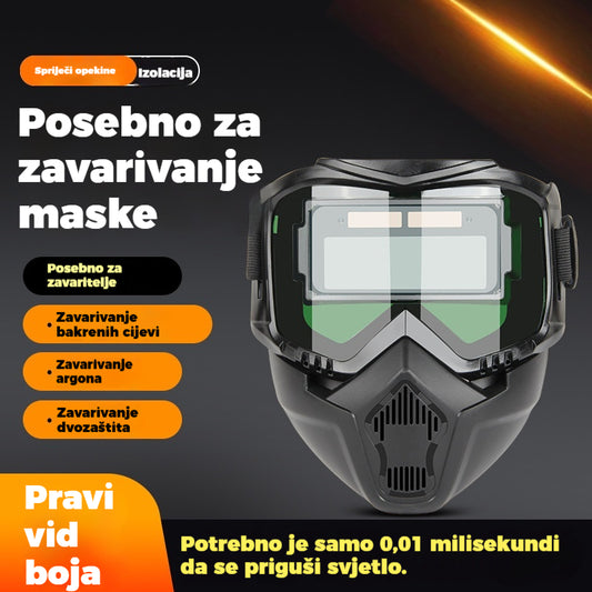 🔥【Najprodavaniji proizvod】Potpuno automatska maska za zavarivanje s promjenjivim svjetlosnim snopom i zaštitnim štitnikom za lice zavarivača