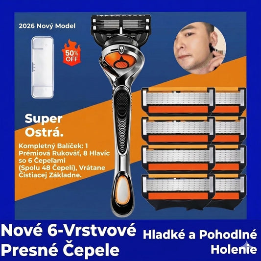 🔥Top hit【Zľava 50%】 🪒✨Náhradné hlavice na holiaci strojček pre mužov so stojanom, ostré nerezové čepele pre hladké oholenie