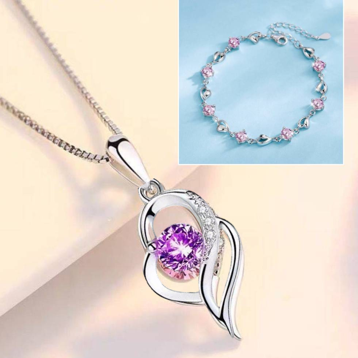 ✨💎💎【Plačilo ob dostavi】Komplet zapestnice in ogrlice iz srebra 925 - Srce oceana