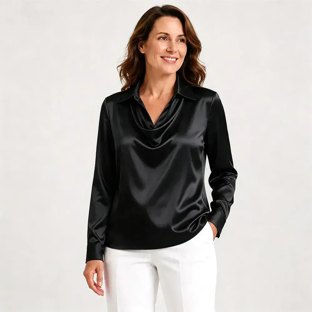 【S-3XL】【40-100 kg】Nueva camisa de satén suave y lisa para mujer, a la moda, con un exclusivo diseño floral y una elegante caída que estiliza la figura.