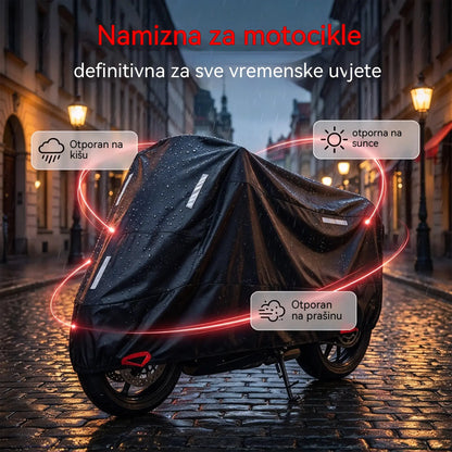 🏍️ Danas 50 % popusta! Univerzalna cerada za motocikle | Vodootporna, izdržljiva i otporna na UV zračenje | Odgovara većini motocikala | Sigurnosni otvori i ojačani šavovi | Idealna za vanjsku upotrebu 🌧️☀️