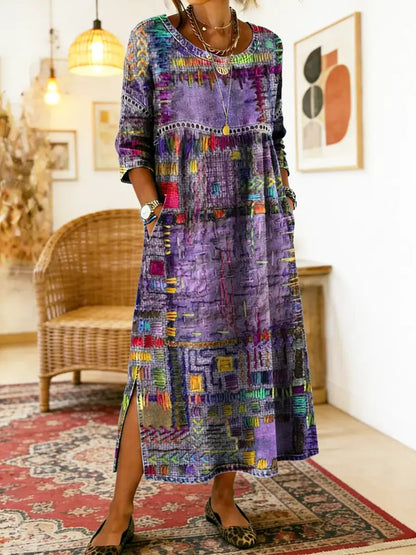 Manuela | Boemska maksi haljina s etničkim patchwork printom