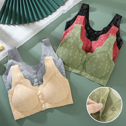 😍【Kupite 1, dobijte 2 gratis】👙【Pakiranje od 3 komada】【40-100 kg】Ženski čipkasti grudnjak bez žice, s kopčanjem sprijeda