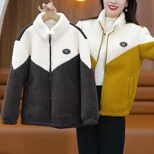🔥【M-4XL】🐏Jachetă de iarnă fleece, jachetă de bumbac, geacă de bumbac îngroșată din lână de miel, jachetă caldă-3858192