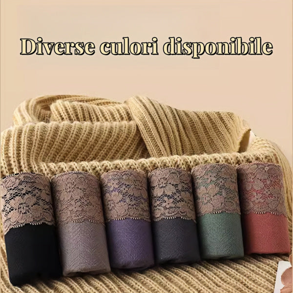 【pachet de 6】Lenjerie de corp pentru femei, din bumbac pur, cu talie înaltă, moale și confortabilă, cu ornamente din dantelă-3856586